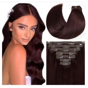 Loxxy Seamless Clip In Human Hair Extensions Red Wine 9A Grade